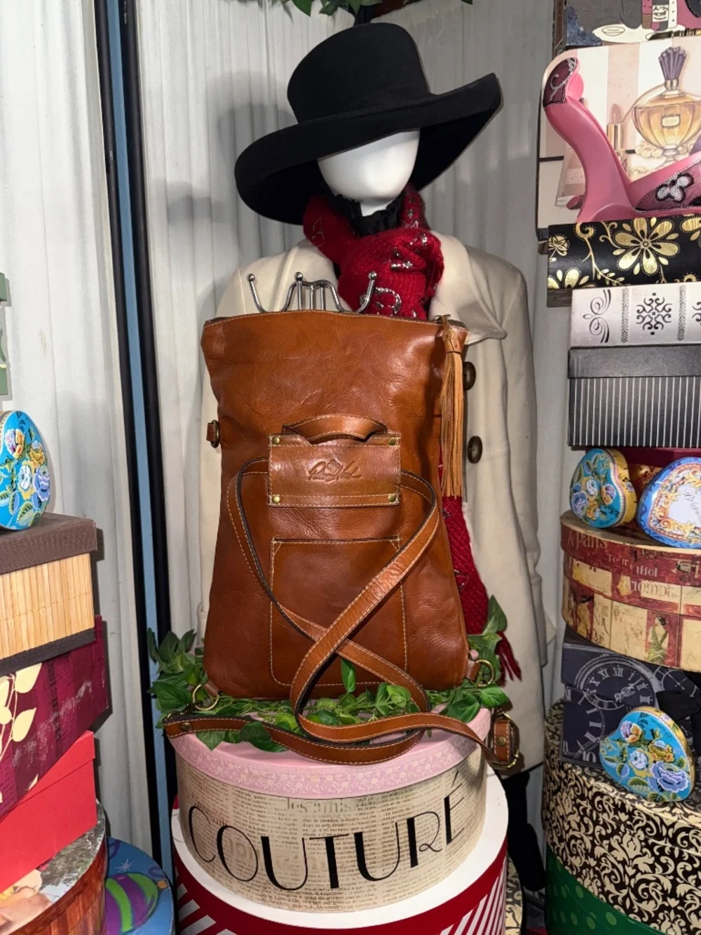 ECLECTIC PATRICIA NASH TASSEL RARE BROWN LEATHER 2-WAY BACKPACK BAG!